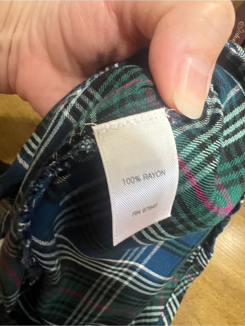 J.Jill Plaid Button Front Tunic Blouse Size Large Blue Green Rayon - Picture 5 of 11